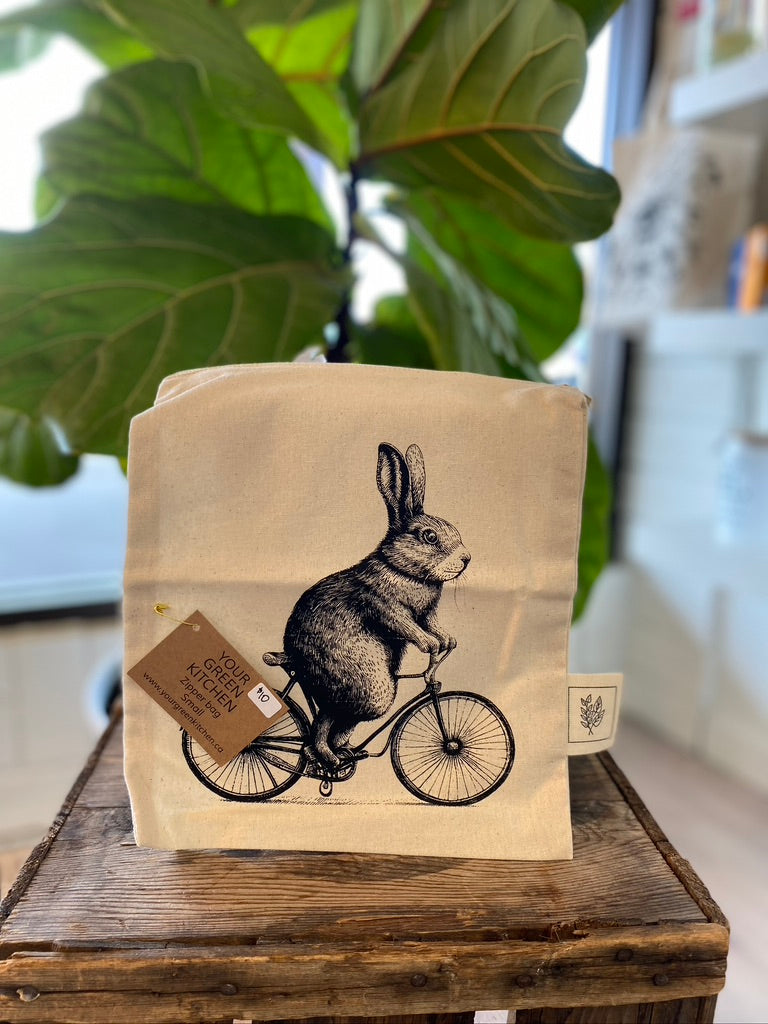 YGK - Bunny on a Bike Medium Zipper Bag